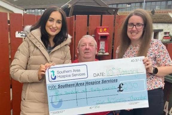 Jimmy and Julie present their latest cheque to the Southern Area Hospice.