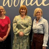 Pictured left-right Anne O’Hagan, Macmillan Palliative Care Service Improvement Facilitator, Fiona Gilmour, Macmillan Palliative Care Service Improvement Lead, and Alison Craig, Macmillan Palliative Care Service Improvement Facilitator. Credit Northern Health Trust