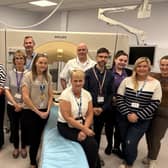 Staff from the Department of Radiology with Jayne Hutchinson, (Radiology Services Manager). Pic credit: SEHSCT