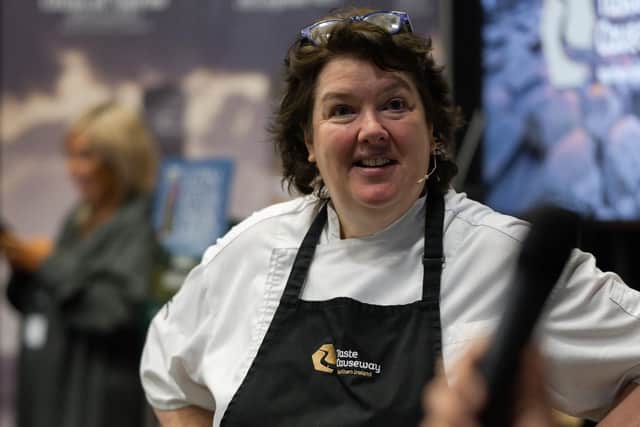 Celebrity chef Paula McIntyre loves Amanda Hanna’s Christmas pudding at Jam at the Doorstep farm shop in Armoy