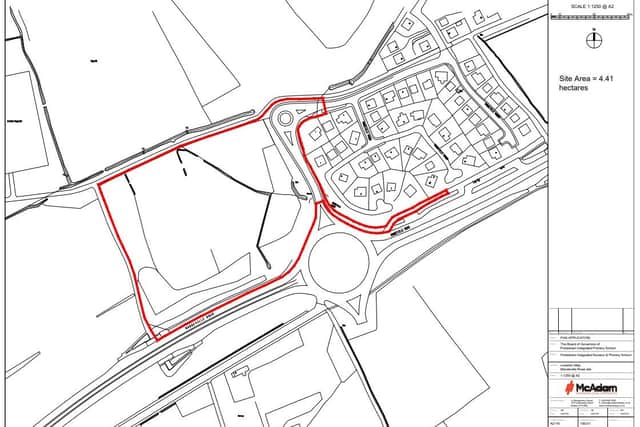 A map submitted to Armagh, Banbridge and Craigavon Council outlining plans for a new build of Portadown Integrates Primary School. Map courtesy of McAdam Architects.