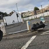 Traffic light felled in Edward Street Lurgan, Co Armagh