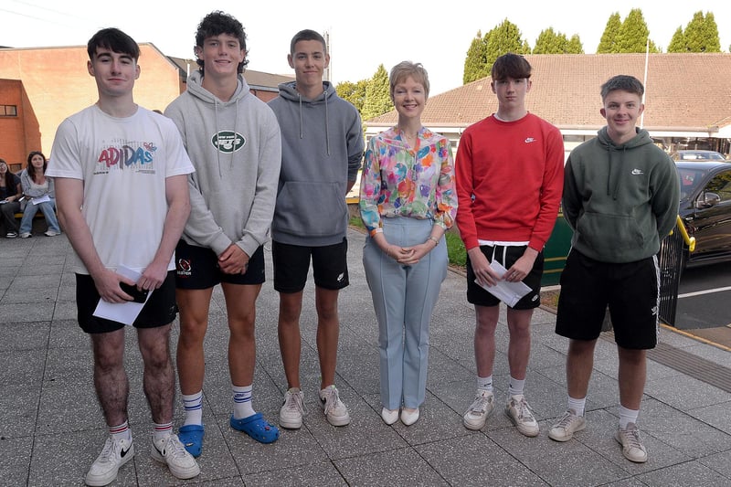Portadown College students who received their GCSE results on Thursday.