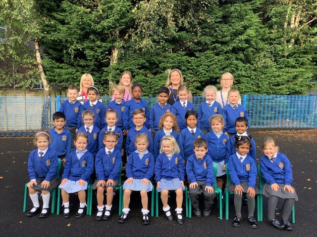 Mrs Hawthorne's P1 class at Bocombra Primary School. Also pictured, from left are Mrs Stewart, classroom assistant; Mrs Ogle, teacher; Mrs Hawthorne, teacher VP and Mrs Rothe, classroom assistant.