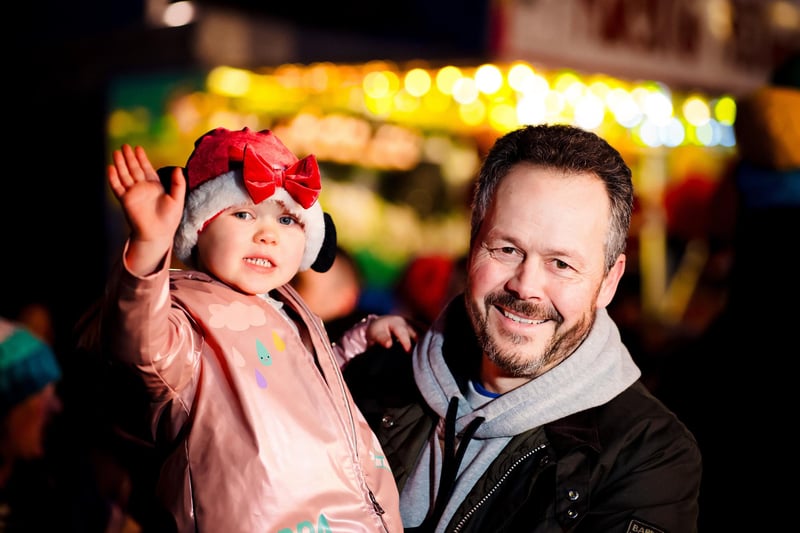 Cora and her Granda Chris enjoying the Lights switch on event in Glengormley.