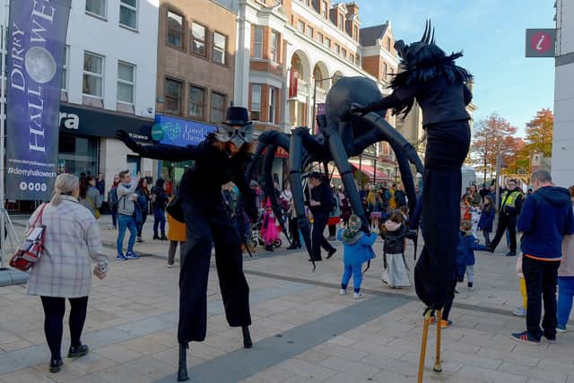 Halloween performers at Waterloo Place during a previous Hallowe'en. Photo: George Sweeney. DER2143GS – 096
