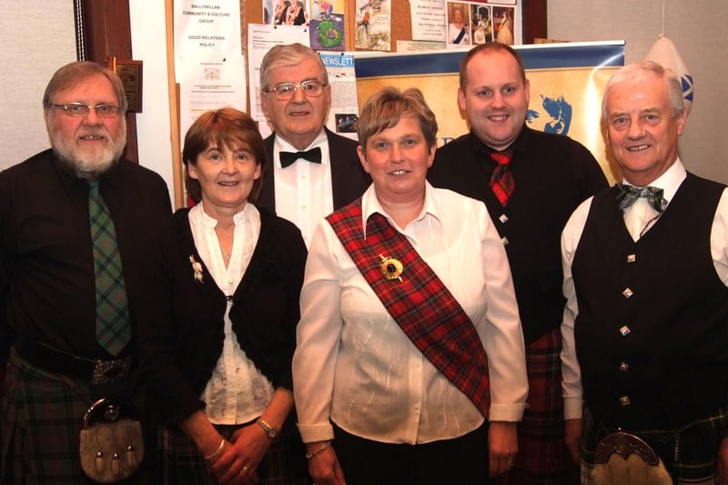 BURNS NIGHT FUN...The special guests pictured at the Burns Night Supper at Ballywillan Orange Hall are, James McGeeghan, Pearl Adams  Samuel Kane, Rae Campbell, Mathew Warwick and William Adams in 2011.