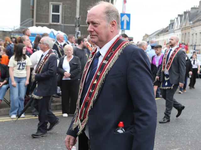 Alister Getty taking part in the 'Last Saturday' parade in Larne.