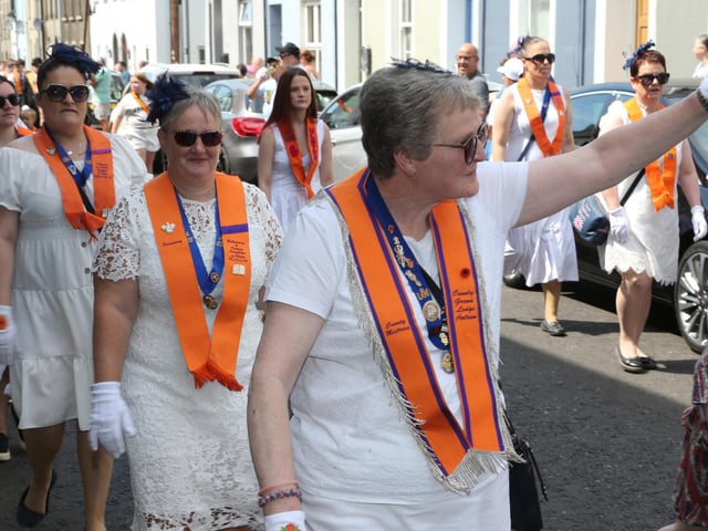 Ballymoney, Rasharkin, Cloughmills, Bushmills and Ballycastle were in attendance at the Twelfth demonstration in Ballymoney with a total of 43 Lodges and 22 bands.