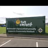 The McDonald’s Sprucefield restaurant has gifted a new and improved storage container to grassroots football clubs in the Lisburn Castlereagh Junior League. Pic Credit :McDonald’s Sprucefield