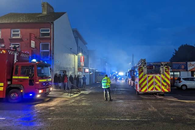 A fire broke out in the roof space across two houses in Goban Street, Portadown, Co Armagh.  8 Fire Appliances attended the incident- 2 from Lurgan, 1 from Banbridge, 1 from Springfield, 1 from Armagh, 1 from Dungannon and 2 from Lisburn