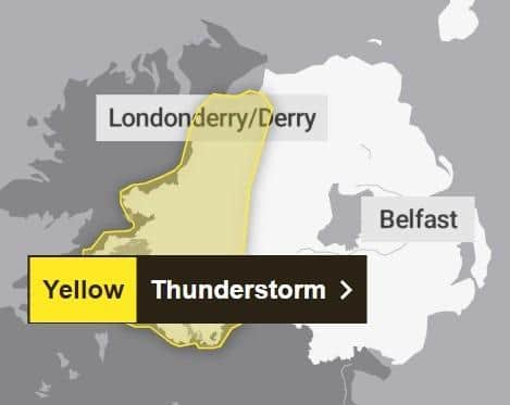 Yellow warnings for thunderstorms have been issued for Monday and Tuesday. Image Met Office