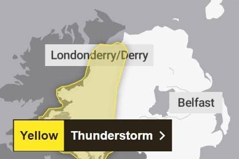 Yellow warnings for thunderstorms have been issued for Monday and Tuesday. Image Met Office