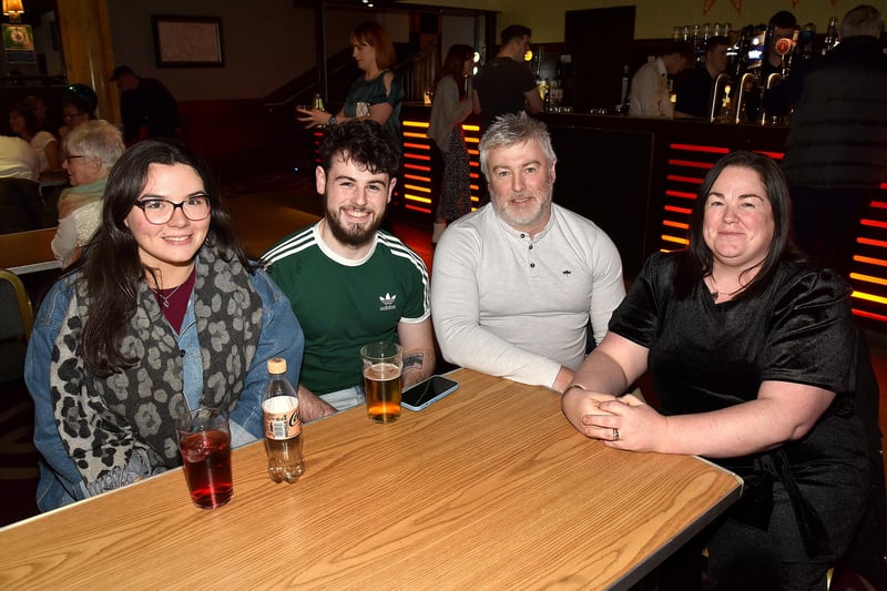 Pictured at the Lismore Comprehensive School 50th anniversary reunion concert are from left, Marie-Therese McCartan, Oisin,  Shane and Sarah O'Dowd. LM06-207.