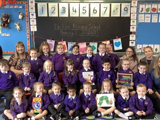 The new P1 class at Dickson Primary School.