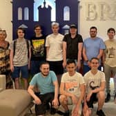 (Back L-R) Lecturer Donna O'Loughlin with students Taylor Agnew, Craig Stewart, Dale Bonnes, Levi Adams, Robert Donnan, Cameron Aulton, Jemima Robinson, Rebecca McCloughlin, and Lecturer Jennifer Dean, (Front L-R) Nathan Marsh, Kacper Szewczyk, Artjoms Silkins and Amy Brown. Pic credit: SERC