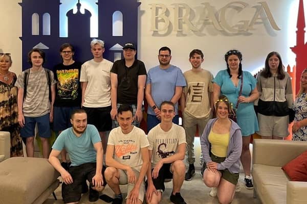 (Back L-R) Lecturer Donna O'Loughlin with students Taylor Agnew, Craig Stewart, Dale Bonnes, Levi Adams, Robert Donnan, Cameron Aulton, Jemima Robinson, Rebecca McCloughlin, and Lecturer Jennifer Dean, (Front L-R) Nathan Marsh, Kacper Szewczyk, Artjoms Silkins and Amy Brown. Pic credit: SERC