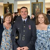 Flt Lt Christopher Madden with his mum Olive and sister Louise. Photo submitted