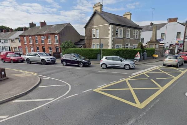 The junction of Burn Road and Station Road, Doagh. Image by Google