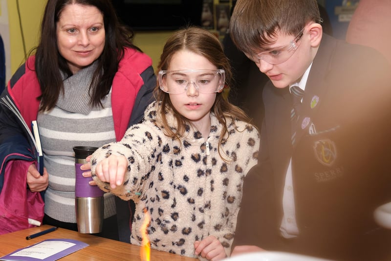 Engrossed in one of the experiments during the Sperrin Integrated College Open Night.
