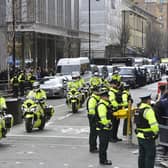 There was a heavy police presence in Belfast during President Biden's visit.  Picture: Arthur Allison/Pacemaker