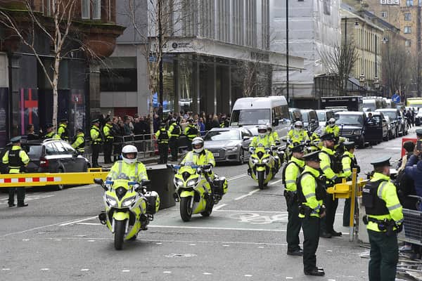 There was a heavy police presence in Belfast during President Biden's visit.  Picture: Arthur Allison/Pacemaker