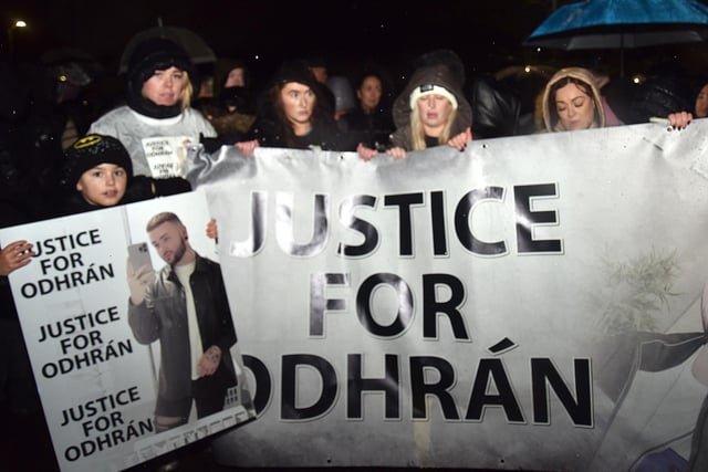 'Justice for Odhran' was the theme at the vigil in Lurgan. PT50-242.