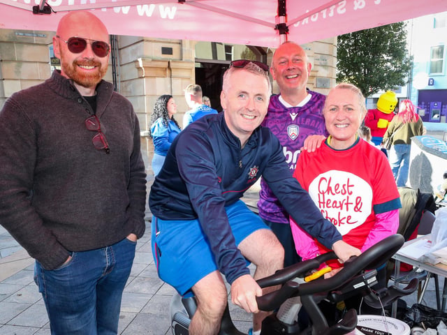 Mayor of Causeway Coast and Glens, Councillor Dawn Huggins, with Councillor Philip Anderson, Alderman John McAuley and Councillor Darryl Wilson.