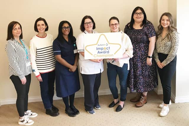 Programme Delivery Officer and Project Coordinator Gillian Steele pictured with staff from the Northern Health and Social Care Trust’s radiology departments who recently received their Autism NI Impact Awards. CREDIT NORTHERN TRUST