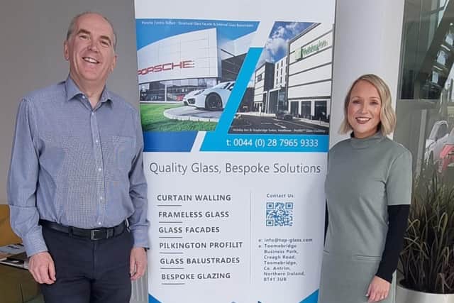 Topglass’ Managing Director Mark Mitchell pictured with Topglass’ Buyer Cathy Loughlin