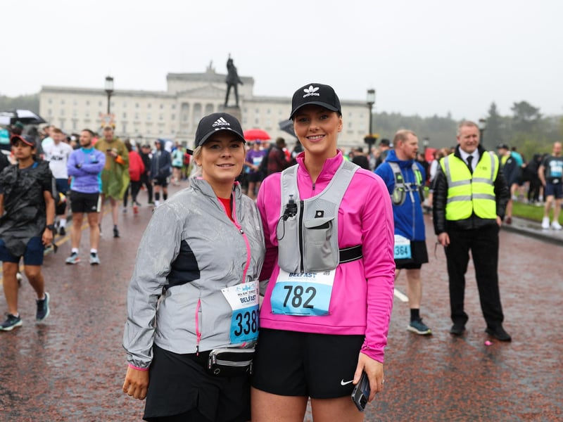 Paula Green and Chrissy Watt at the 2023 Mash Direct Belfast City Marathon.