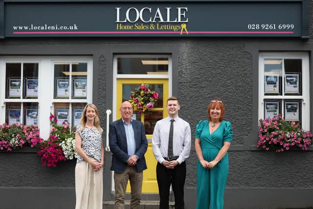 Julie Greer, Locale Owner; Councillor John Laverty, Chair of LCCC’s Regeneration and Growth Committee; Andrew Leckey, Locale Employee and Barbara Wyatt, Locale Owner. Pic credit: Lisburn and Castlereagh City Council