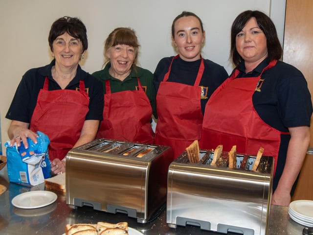 Working hard to keep everyone fed at the event are, from left, Jacqueline Reynolds, Margaret Ritchie, Emily Roney and Lynn Magee.