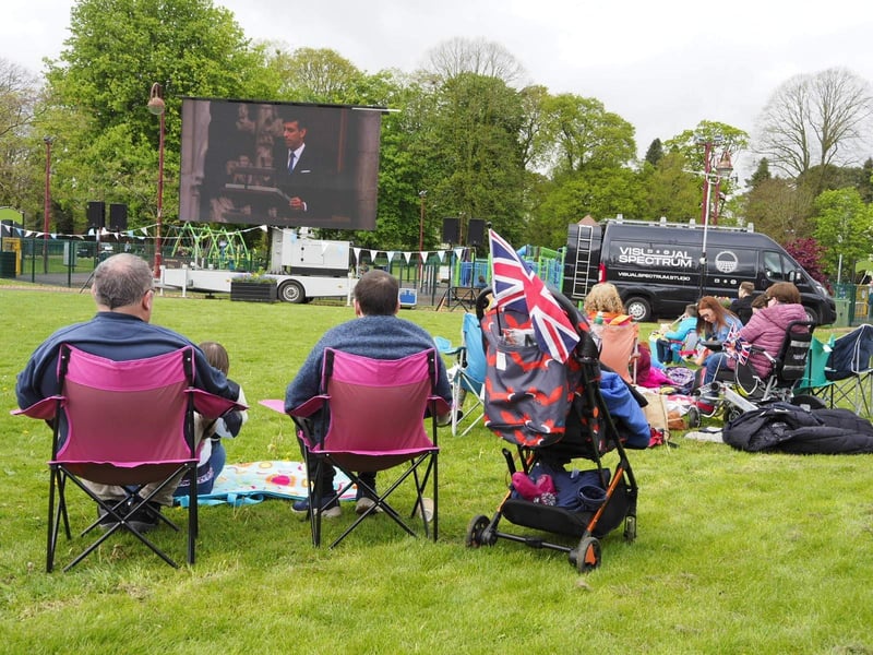 Watching the big screen.