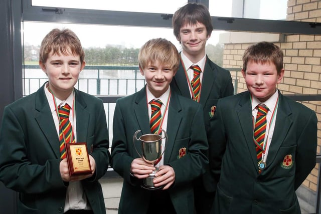 Friends’ School pupils Ryan Stewart, Matthew Getty, Jonathan Harron and Gavin Boyes who won the Minor Boys League in the Ulster Schools Badminton Finals in 2008