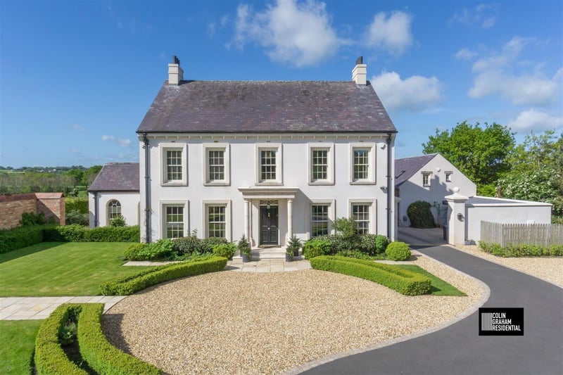 The exterior of the impressive five-bedroom home.