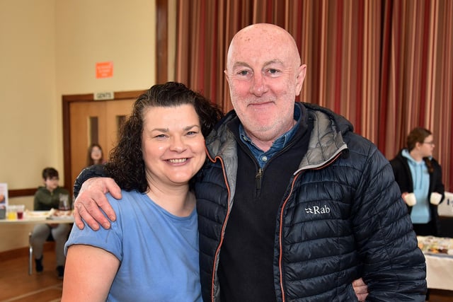 Loughgall rector Rev Peter Smith pictured at the local playgroup fundraiser with Julie Murphy. PT16-213.