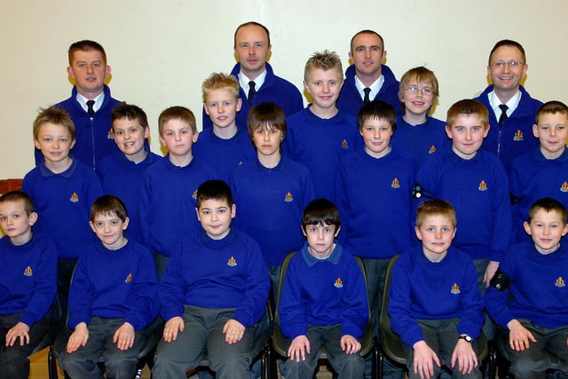 Members of Castledawson Boys Brigade junior section at their annual display in 2007 with leaders Keith Gilmore, Andy Smith, Nigel Kane and Jason Bell.