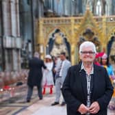 Margaret pictured inside Westminster Abbey before the ceremony