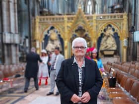 Margaret pictured inside Westminster Abbey before the ceremony
