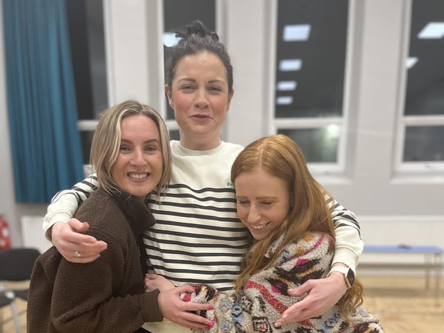 Pictured in rehearsals for Ballywillan Drama Group's production of Fiddler on the Roof are Chloe Wallace, Clare Campbell and Megan Paul who play three of Tevye's daughters.