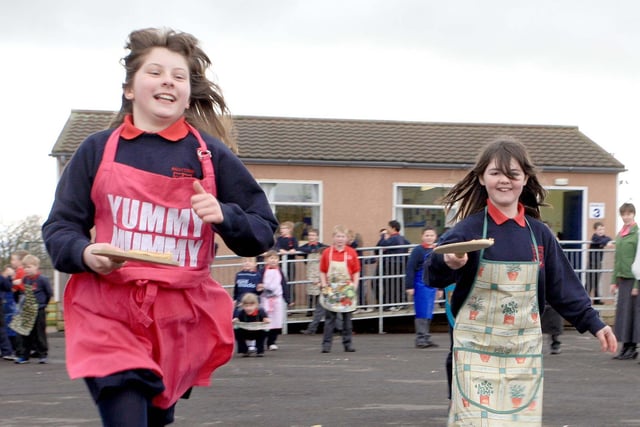 Pancake day racing at Ballytober PS in 2009.