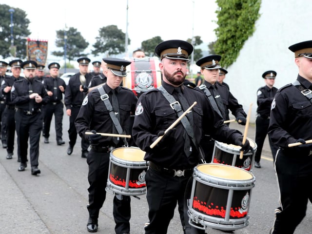 Taking part in the 'Last Saturday' parade in Larne.