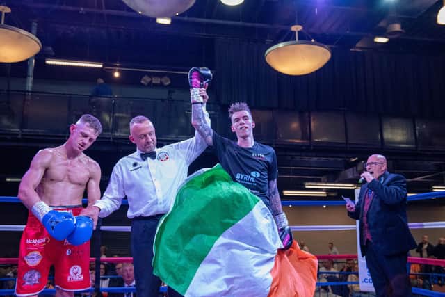 Lurgan native Lee Gormley beat Jake Osgood from Carlisle in his second boxing match since turning professional. Photos by Tommy Hosker.