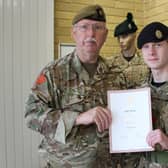 Cadet Corporal Tyler Boyd from Ballymoney Detachment receives his Bronze DofE Award