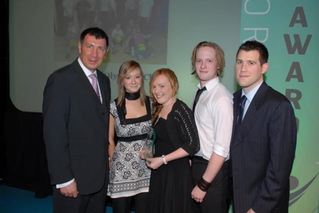 Larne Special Olympics Club was the winner of the Challenger Award at the Larne Borough Council Sports Awards 2007. Clare Campbell, Jayne Marie McNeill and Phil Campbell received the award from Lawrie Sanchez. Included was David Smyth of award sponsor LBC Sports Development Unit.
