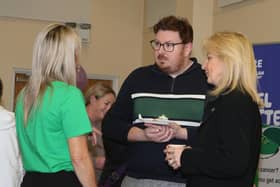 Cllr Richard Stewart, Wendy McCullugh and Catherine King  pictured at the Macmillan Cancer Support Coffee morning held in Portballintrae Centre organised by Causeway Coast and Glens Borough Council and McMillan Move More Volunteers