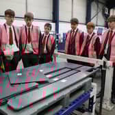Coleraine Grammar pupils on the factory floor at Hutchinson Engineering