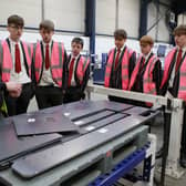 Coleraine Grammar pupils on the factory floor at Hutchinson Engineering