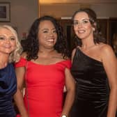 Admin staff from Craigavon Area Hospital preparing to party. Included are from left, Andrea Harbinson, Sonya Soares and Noleen Campbell. PT50-255.